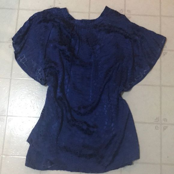BCBGMAXAZRIA Royal Blue Burnout Blouse - Picture 5 of 9